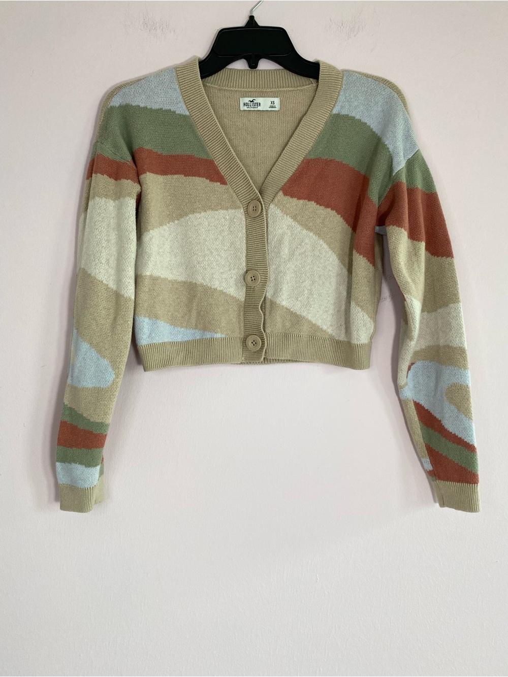 Hollister Women's Striped V-Neck Button-Up Cardigan Sweater size XS